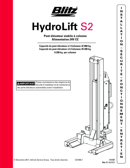 Mobile column lift hydrolift s2 8 2c2   117727   rev d