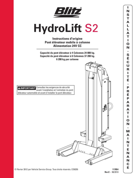 Mobile column lift hydrolift s2 6 2c2   117854   rev d