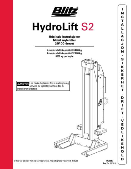 Mobile column lift hydrolift s2 6 2c2   no  rev d
