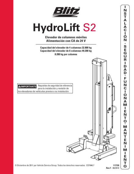 Mobile column lift hydrolift s2 8 2c2   117728   rev e